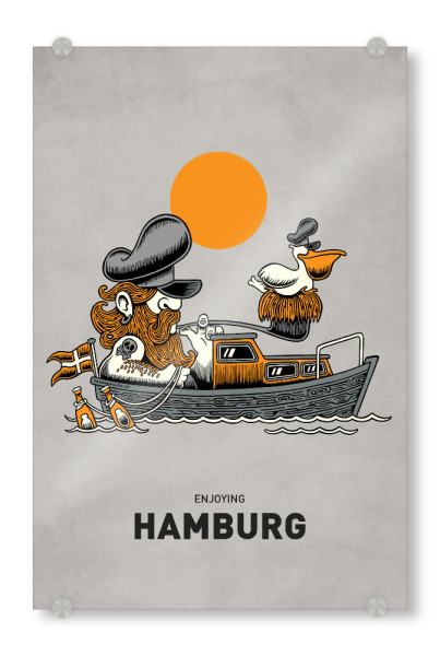 Acrylglasbild "Hamburg Pelican Ship" artboxONE - Städte / Hamburg,Reise,Streetart,Lustig