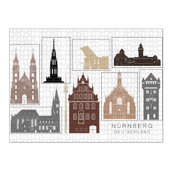 Puzzle Ravensburger "Nuremberg skyline black & brown" artboxONE - Städte,Reise,Architektur
