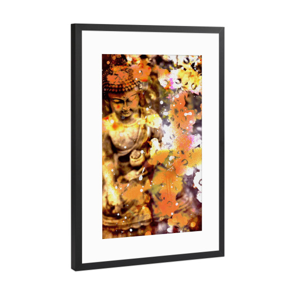 Poster mit Rahmen Schwarz (Metallic) "Flower Buddha" artboxONE - Reise,Abstrakt,Reise / Asien