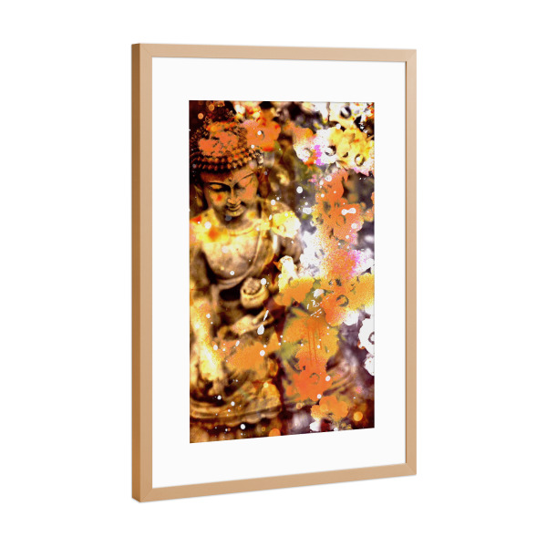 Poster mit Rahmen Kupfer "Flower Buddha" artboxONE - Reise,Abstrakt,Reise / Asien