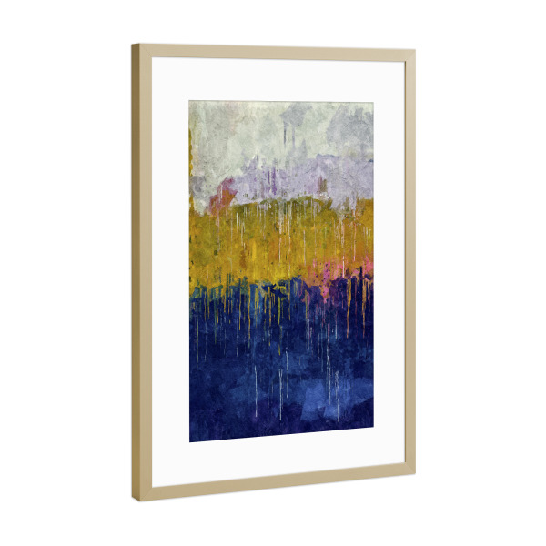 Poster mit Rahmen Gold "Colorful abstraction I" artboxONE - Abstrakt - Inc,Double frame,Colorful,Bunt,Abstract,Abstrakt,Blue,Gold,Grey