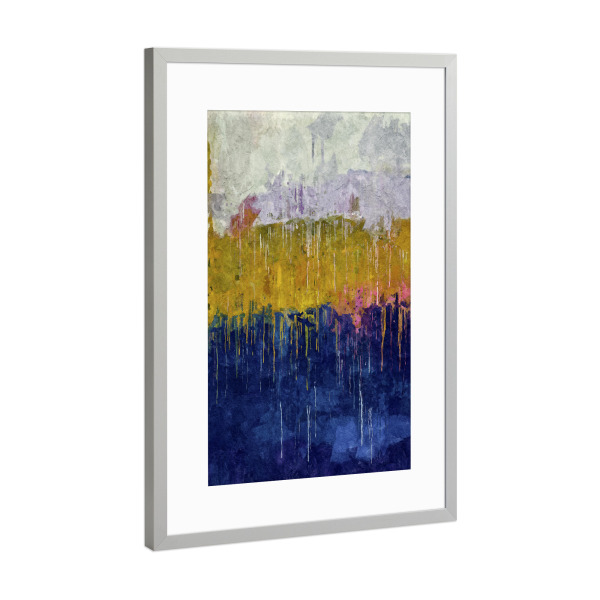 Poster mit Rahmen Silber "Colorful abstraction I" artboxONE - Abstrakt - Inc,Double frame,Colorful,Bunt,Abstract,Abstrakt,Blue,Gold,Grey