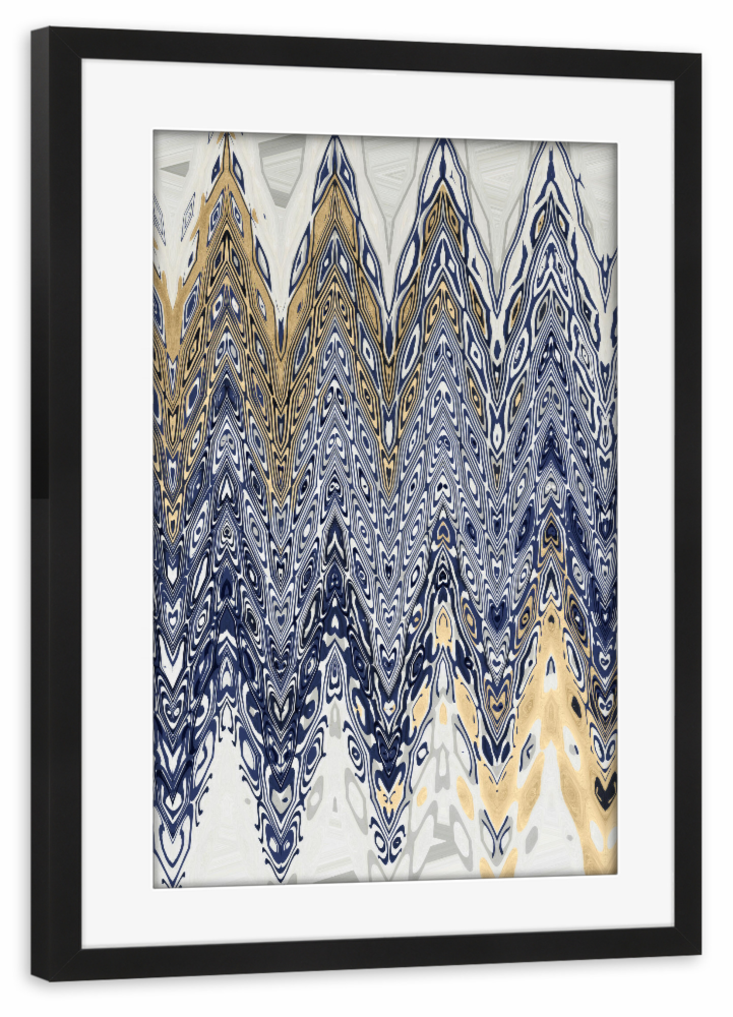 Poster mit Rahmen schwarz "Blue Gold Shapes" artboxONE - Abstrakt,Geometrie