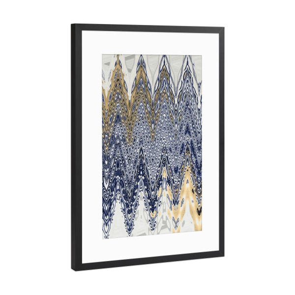 Poster mit Rahmen Schwarz (Metallic) "Blue Gold Shapes" artboxONE - Abstrakt,Geometrie