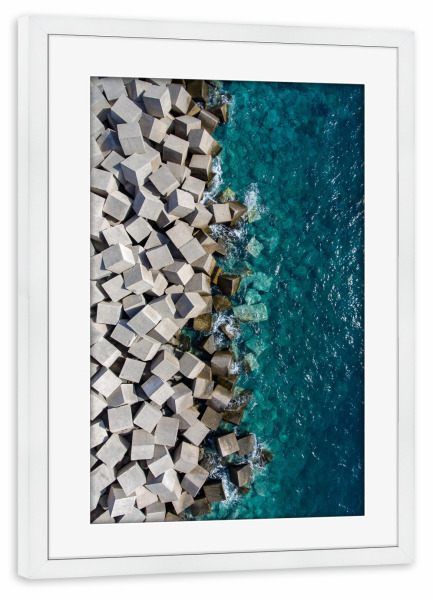 Poster mit Rahmen weiß "Pixel sea" artboxONE - Natur,Reise,Abstrakt,Reise / Strand und Meer