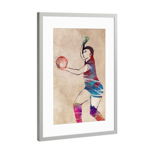 Poster mit Rahmen Silber "Volleyball sport art" artboxONE - Sport,Sport / Sommerspiele