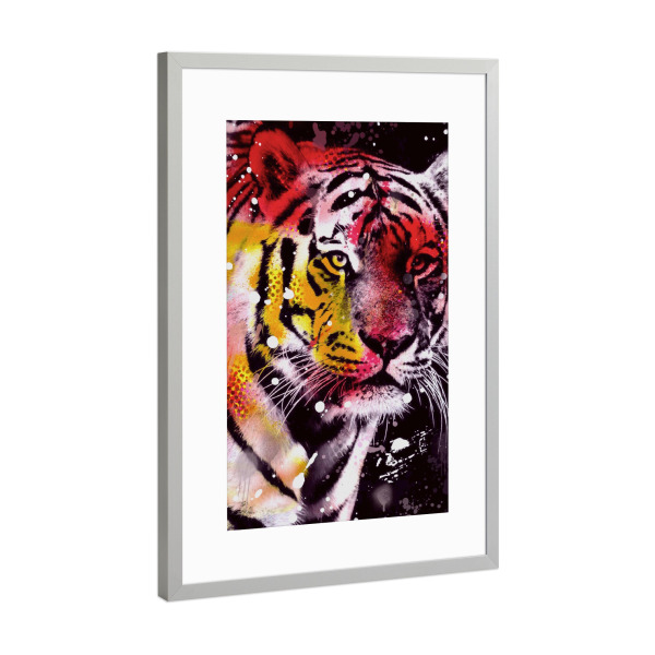 Poster mit Rahmen Silber "Germany Tiger" artboxONE - Tiere