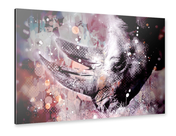Alu-Dibond "Pop Art Rhino" 30x20 cm artboxONE