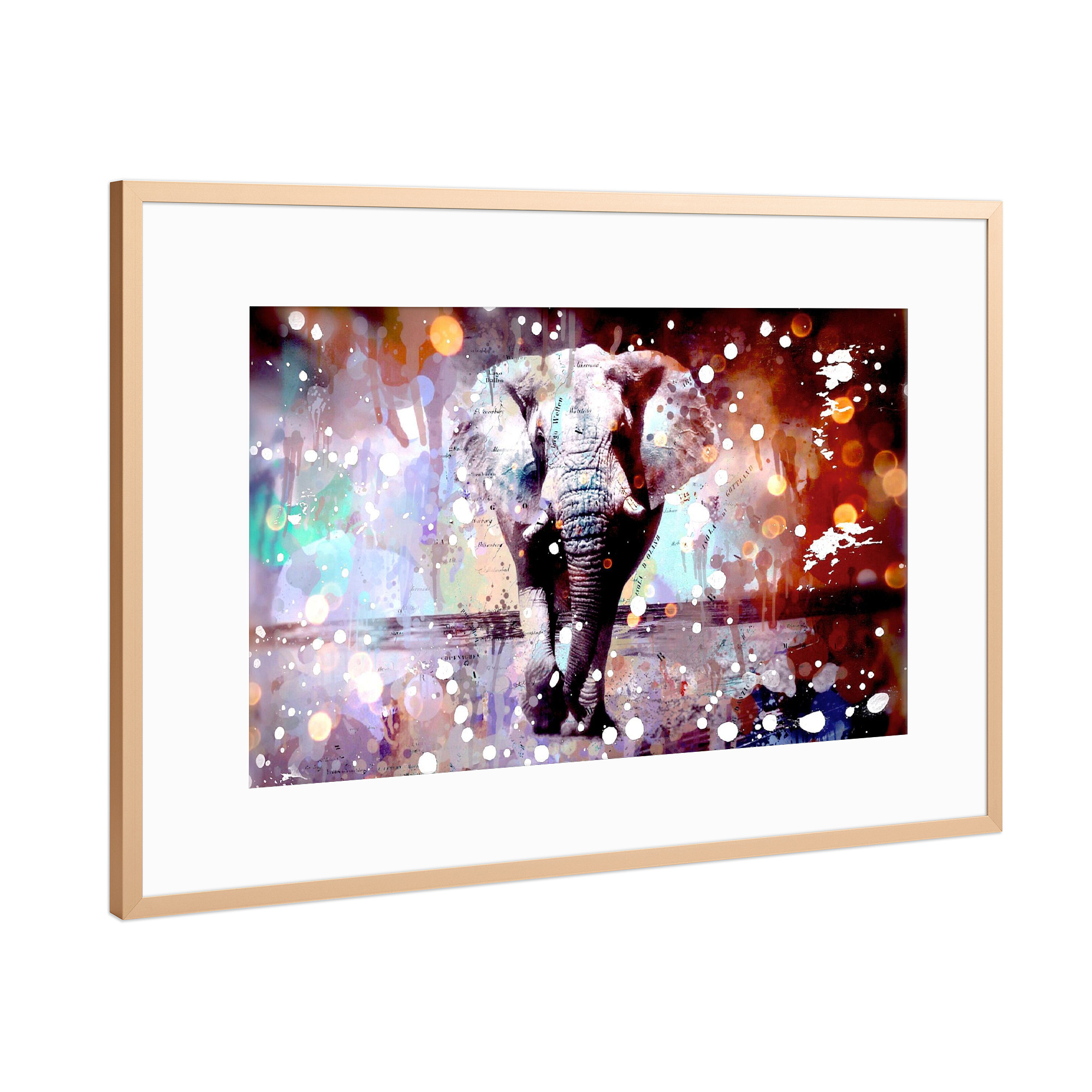 Poster mit Rahmen Kupfer "Pop Art Elephant" artboxONE - Tiere
