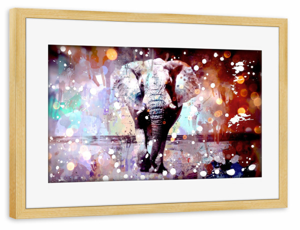 Poster mit Rahmen kiefer "Pop Art Elephant" artboxONE - Tiere