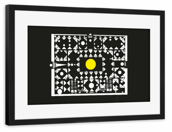 Poster mit Rahmen schwarz "Sulla Piazza" artboxONE - Abstrakt,Schwarzweiß,Architektur