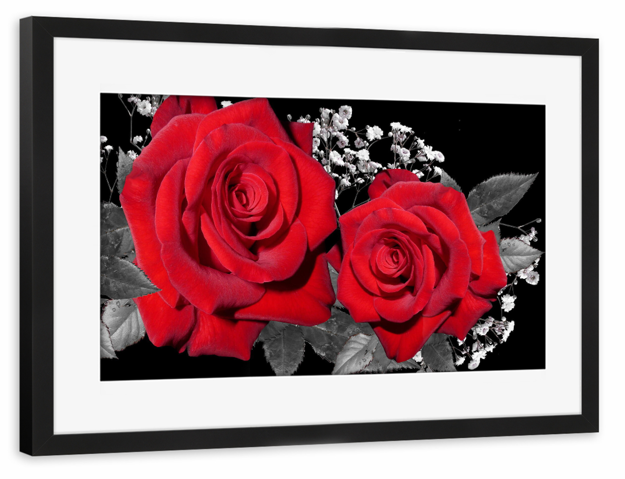 Poster mit Rahmen schwarz "Rosen Treue rot" artboxONE - Natur,Floral,Abstrakt - Rose,Treue,Liebe,Blume,Flower,Red,Love,Floral,Nature,Natur