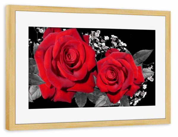 Poster mit Rahmen kiefer "Rosen Treue rot" artboxONE - Natur,Floral,Abstrakt - Rose,Treue,Liebe,Blume,Flower,Red,Love,Floral,Nature,Natur