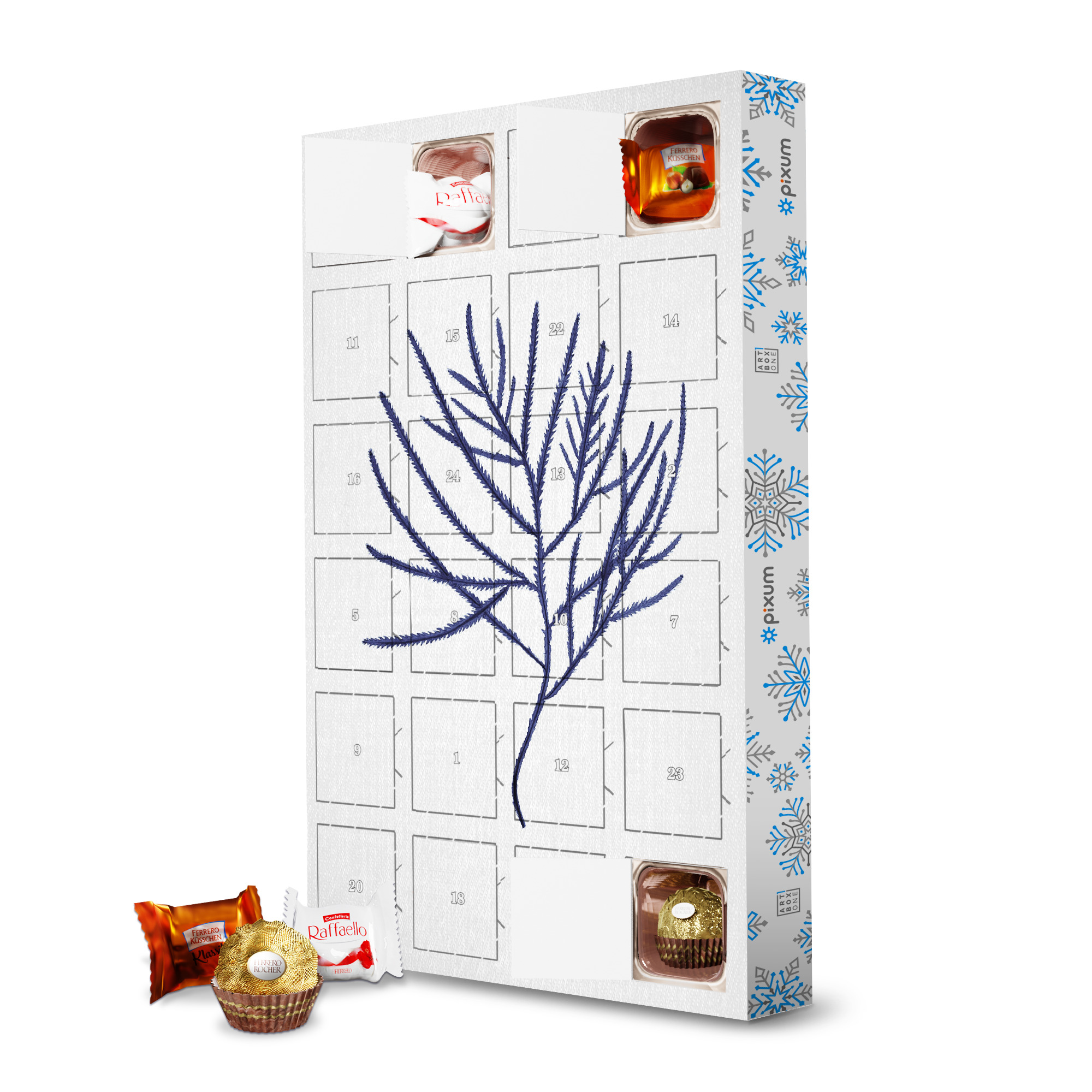 Adventskalender mit Ferrero Pralinen Seaweed in watercolor artboxONE Adventskalender Natur