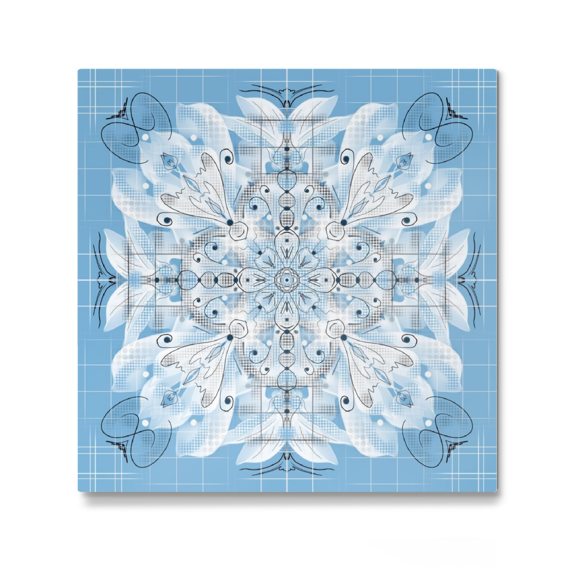 Galerie-Print "Mandala Blumen-Traum in Blau" 30x30 cm artboxONE