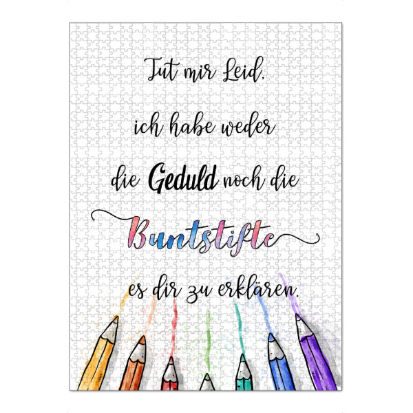 Puzzle Ravensburger "Geduld" artboxONE - Typografie,Lustig - Geduld,Buntstift,Erklären,Leid,Dumm,Malen,Reden,Typo,Typografie,Colorful,Bunt
