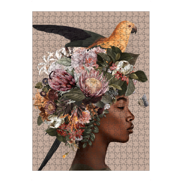 artboxONE Puzzle "Floral Woman Yellow Birds" artboxONE - Natur,Floral,Menschen