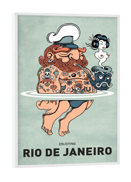 Poster mit weißem Rahmen "Rio De Janeiro Summer Sailor" artboxONE - Städte,Reise,Streetart,Städte / Rio de Janeiro,Lustig