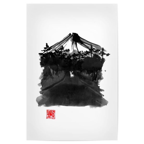 Poster "Deer in the middle of the road" artboxONE - Natur,Tiere