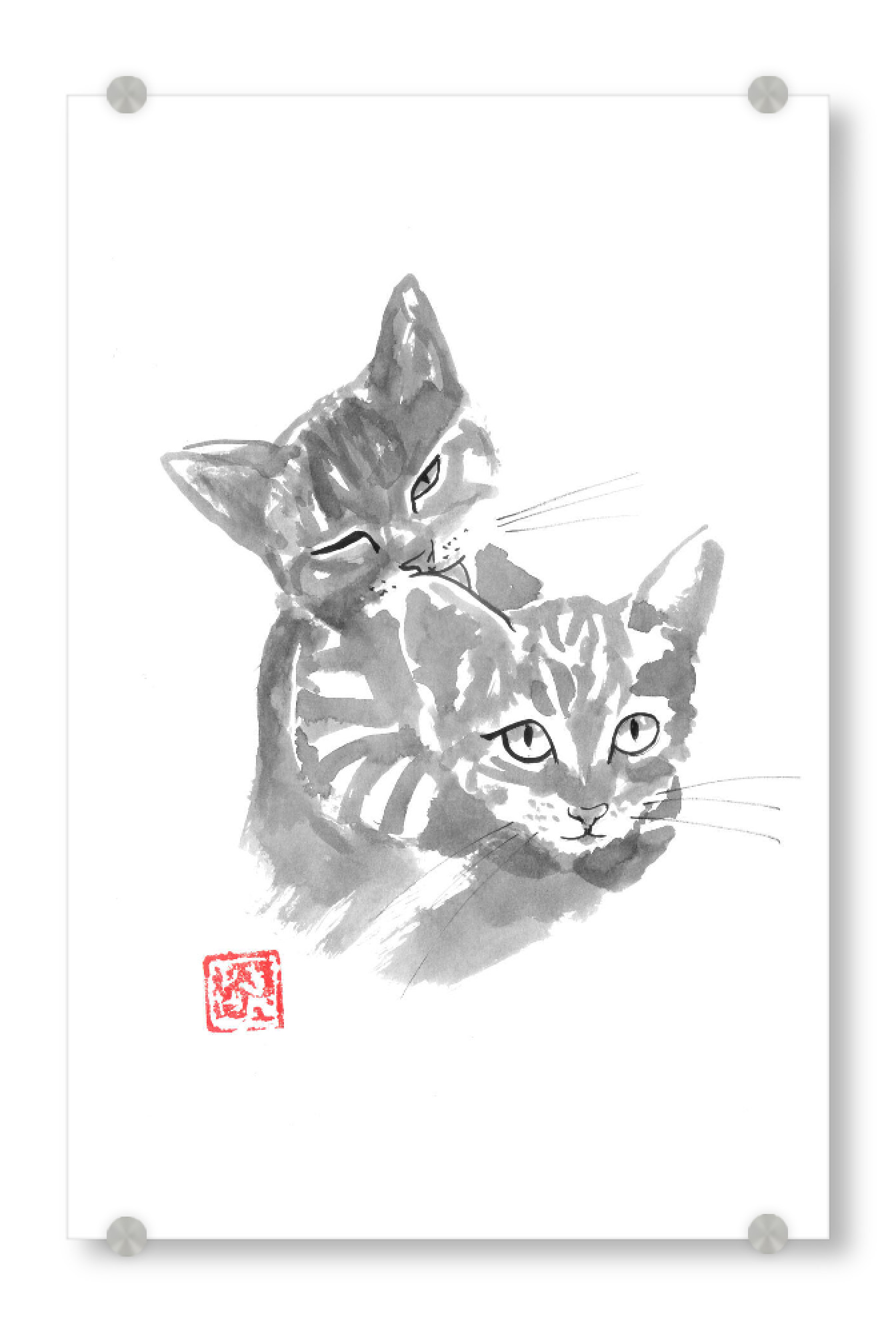 Acrylglasbild "Brothers" artboxONE - Natur,Tiere - Cat,Neko,Sumie,Japan,Katze,Tier,Animal,Cute,Süß,Babies