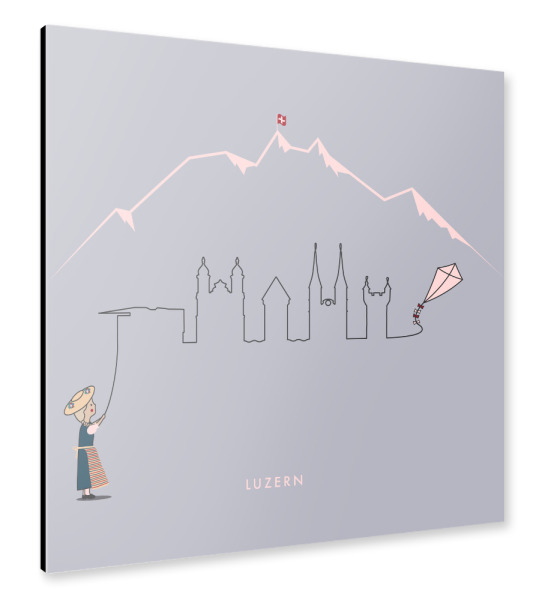 Alu-Dibond "Luzern Skyline" 30x30 cm artboxONE