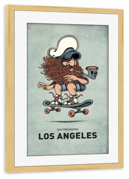Poster mit Rahmen kiefer "Los Angeles Skateboard" artboxONE - Städte,Reise,Streetart,Städte / Los Angeles,Lustig