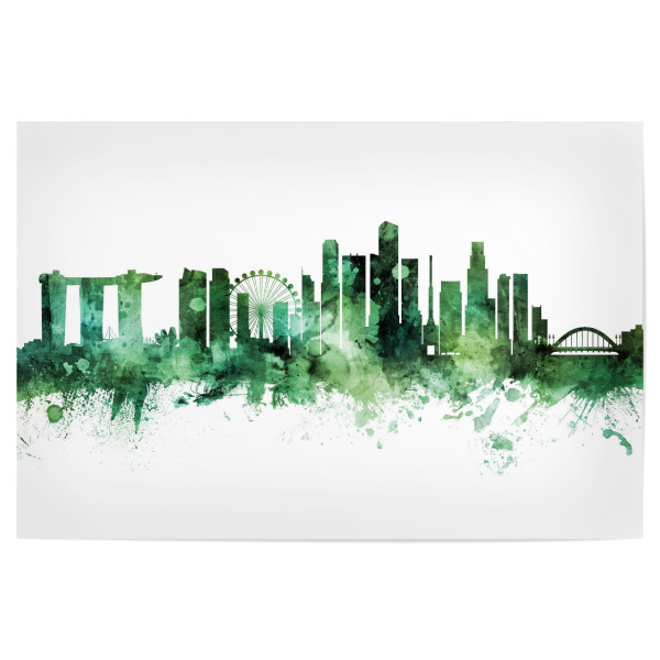 Poster "Singapore Skyline Green" artboxONE - Städte,Städte / Singapur