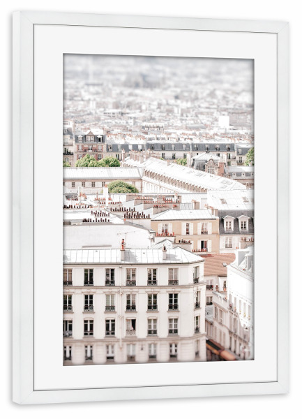 Poster mit Rahmen weiß "Paris Rooftops" artboxONE - Architektur,Städte / Paris