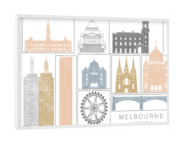 Poster mit weißem Rahmen "Melbourne skyline earth" artboxONE - Städte,Reise,Architektur