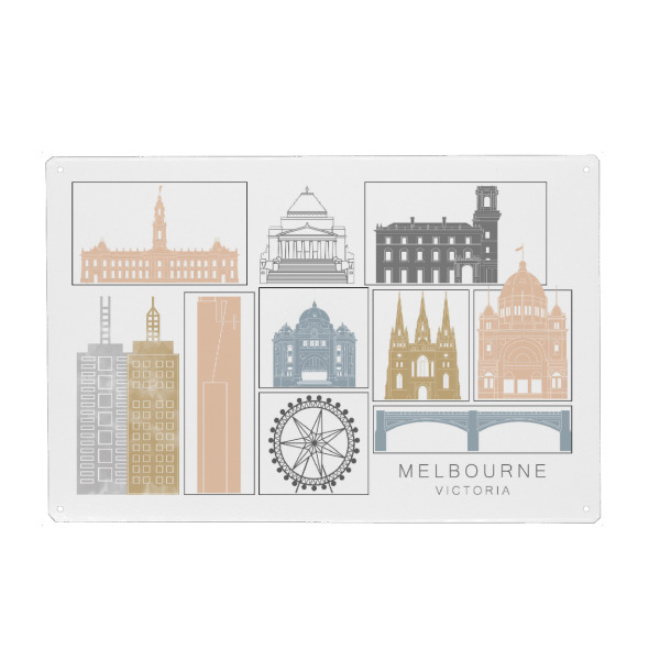 Metall Poster "Melbourne skyline earth" artboxONE - Städte,Reise,Architektur