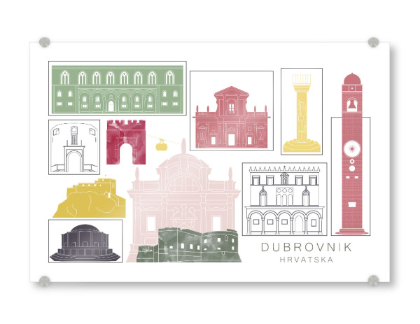 Acrylglasbild "Dubrovnik skyline burgundy" artboxONE - Städte,Reise,Architektur