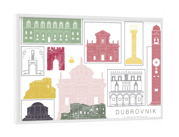 Poster mit weißem Rahmen "Dubrovnik skyline burgundy" artboxONE - Städte,Reise,Architektur