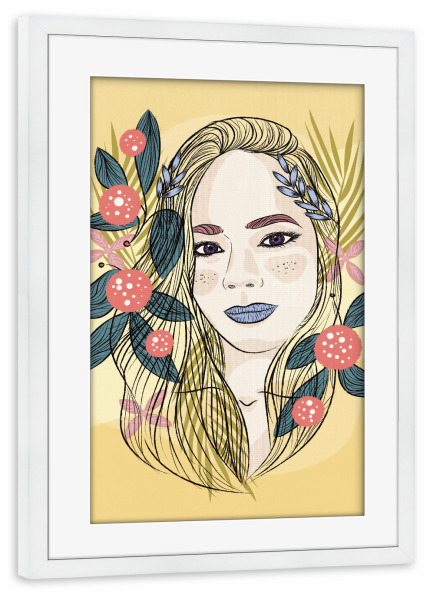 Poster mit Rahmen weiß "Floral woman Lis Sade" artboxONE - Floral,Menschen