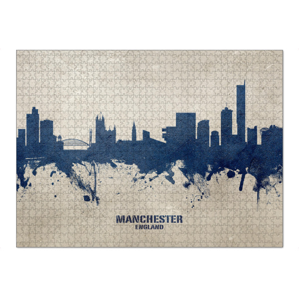 Puzzle Ravensburger "Manchester Skyline PaintBlue" artboxONE - Städte