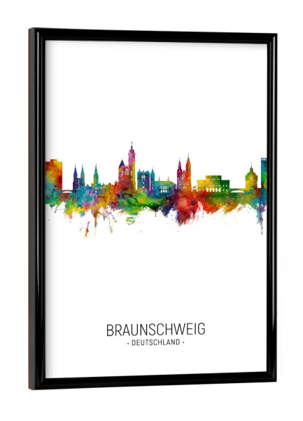 Poster mit schwarzem Rahmen "Braunschweig Skyline Portrait" artboxONE - Städte