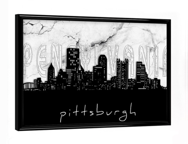Poster mit schwarzem Rahmen "Pittsburgh skyline marble" artboxONE - Städte,Reise,Architektur,Marmor
