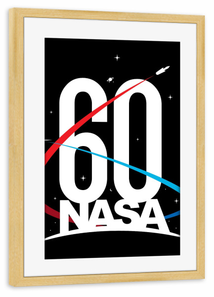 Poster mit Rahmen kiefer "NASA 60th Anniversary" artboxONE - Typografie,Reise,Menschen,Galaxy
