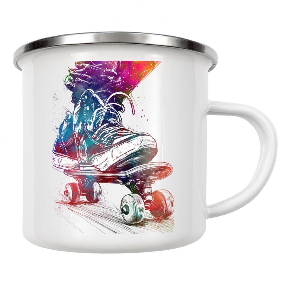 Emaille Tasse "Skateboarder Sportkunst G" artboxONE - Sport,Sport / Motivation - Skaten,Skateboard,Skater,Skateboarden,Skateboarder,Sport