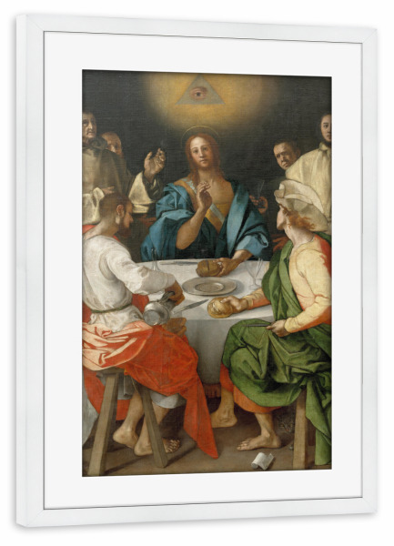 Poster mit Rahmen weiß "Das Abendmahl in Emmaus" artboxONE - Essen & Trinken,Menschen