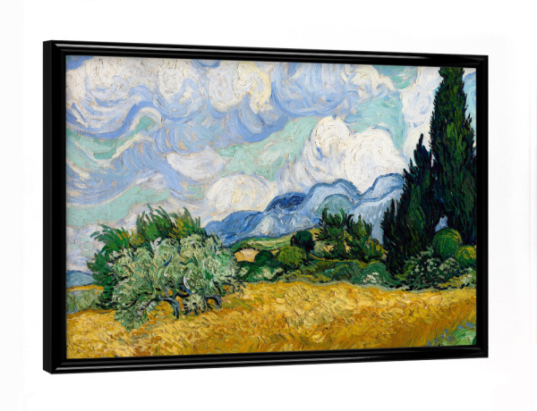 Poster mit schwarzem Rahmen "Wheat Field with Cypresses" artboxONE - Natur,Reise