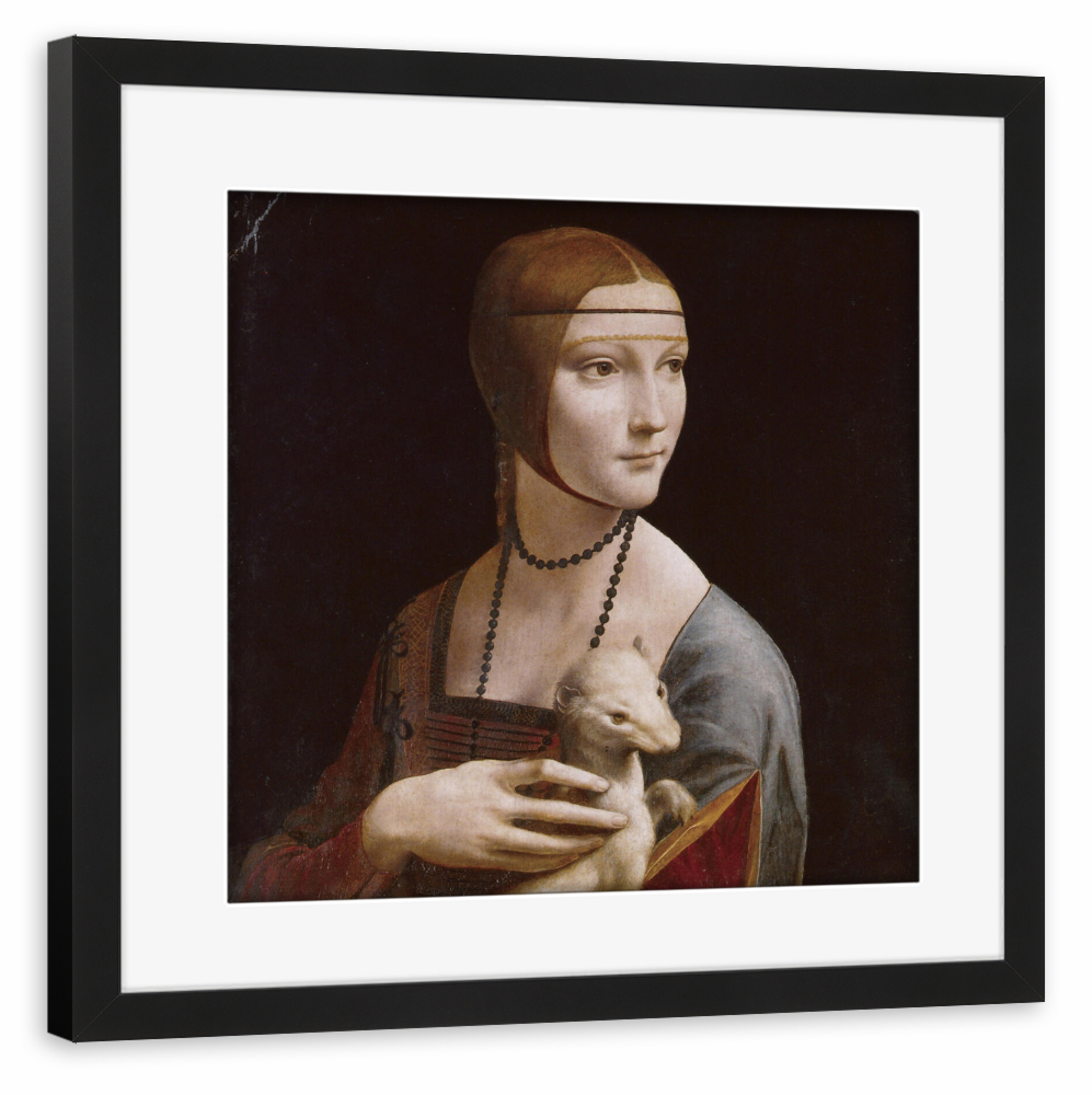 Poster mit Rahmen schwarz "Dame mit dem Hermelin" artboxONE - Tiere,Menschen,Fashion