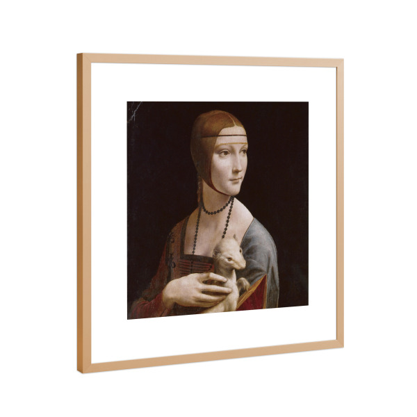 Poster mit Rahmen Kupfer "Dame mit dem Hermelin" artboxONE - Tiere,Menschen,Fashion