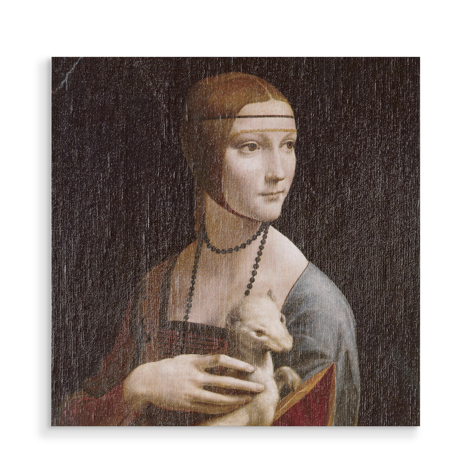 Holzbild "Dame mit dem Hermelin" artboxONE - Tiere,Menschen,Fashion