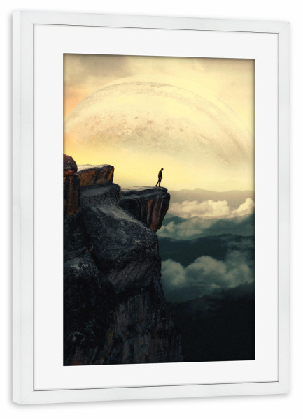 Poster mit Rahmen weiß "Space Mountain" artboxONE - Natur,Reise,Fiktion,Galaxy