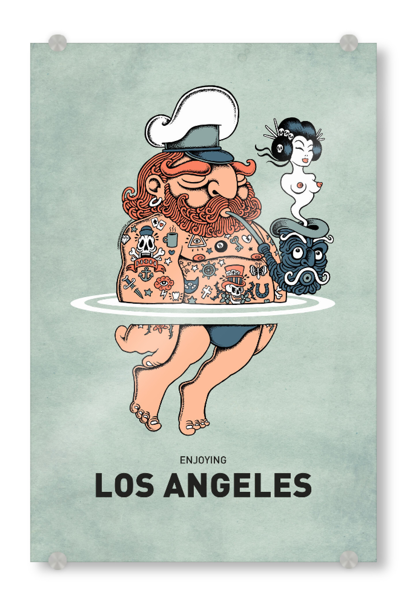 Acrylglasbild "Los Angeles Summer Sailor" artboxONE - Städte,Reise,Streetart,Städte / Los Angeles,Lustig