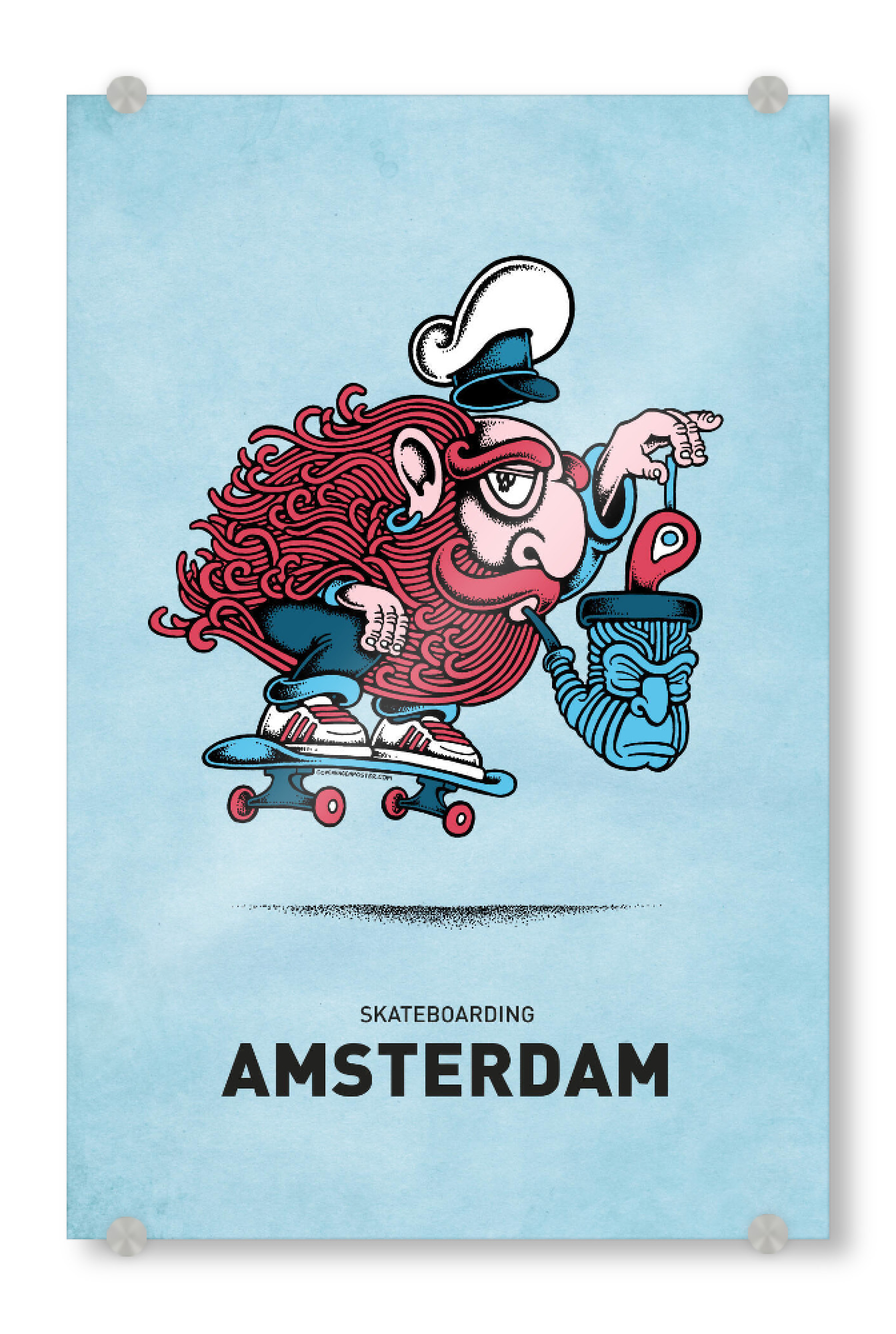Acrylglasbild "Amsterdam Skateboard Pipe" artboxONE - Städte,Reise,Streetart,Städte / Amsterdam,Lustig