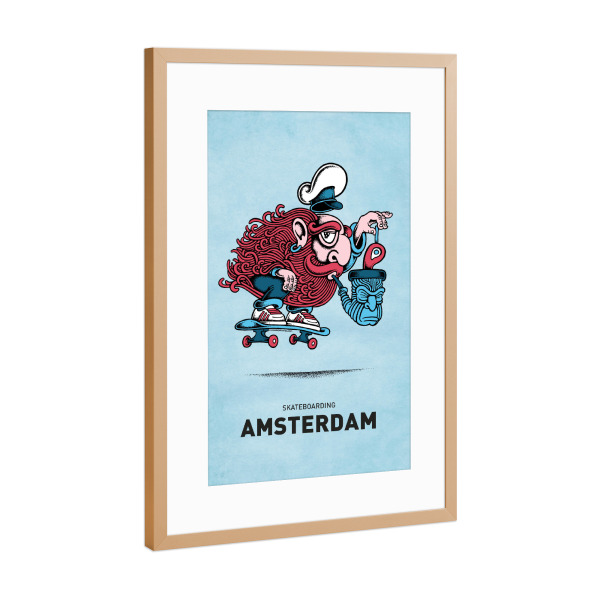 Poster mit Rahmen Kupfer "Amsterdam Skateboard Pipe" artboxONE - Städte,Reise,Streetart,Städte / Amsterdam,Lustig