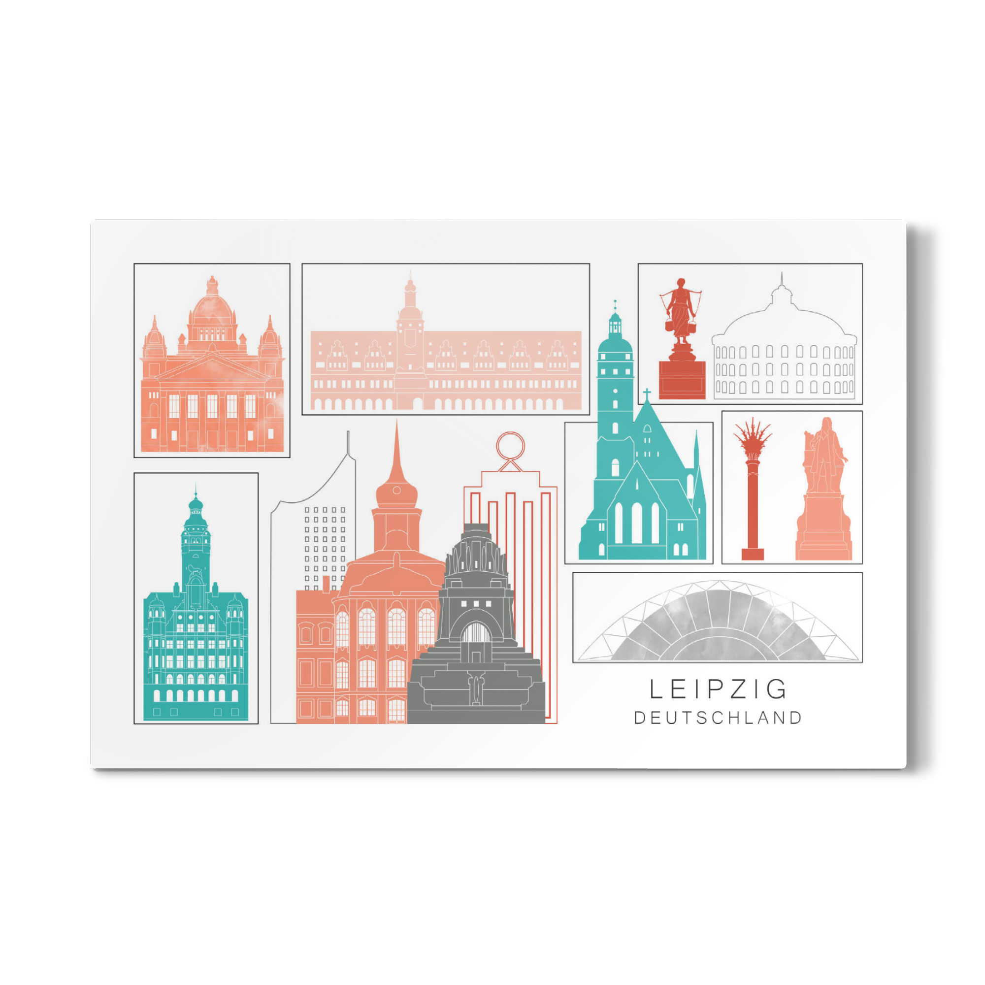 Galerie-Print "Leipzig skyline coral" 75x50 cm artboxONE