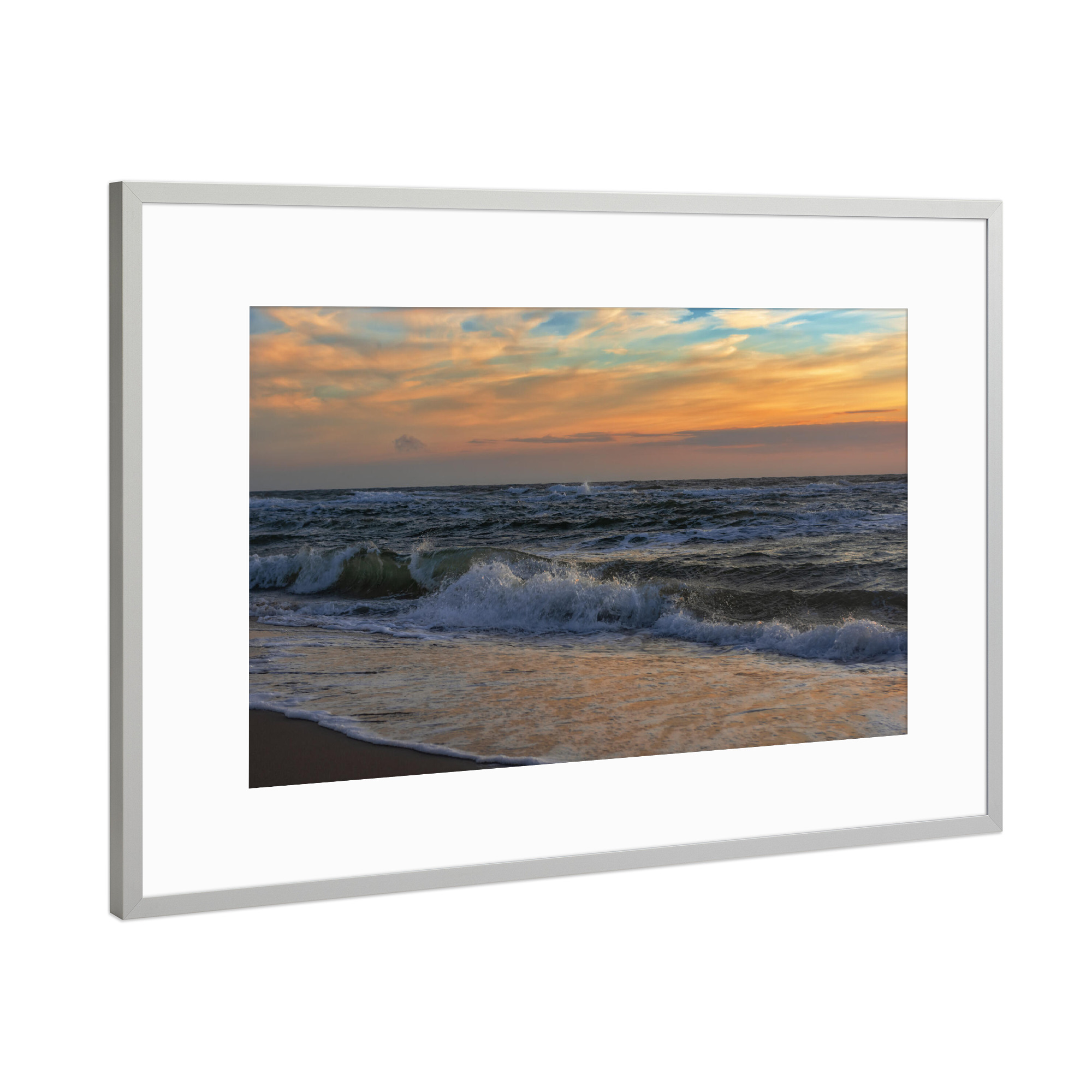 Poster mit Rahmen Silber "Abends am Meer" artboxONE - Natur,Reise,Reise / Strand und Meer
