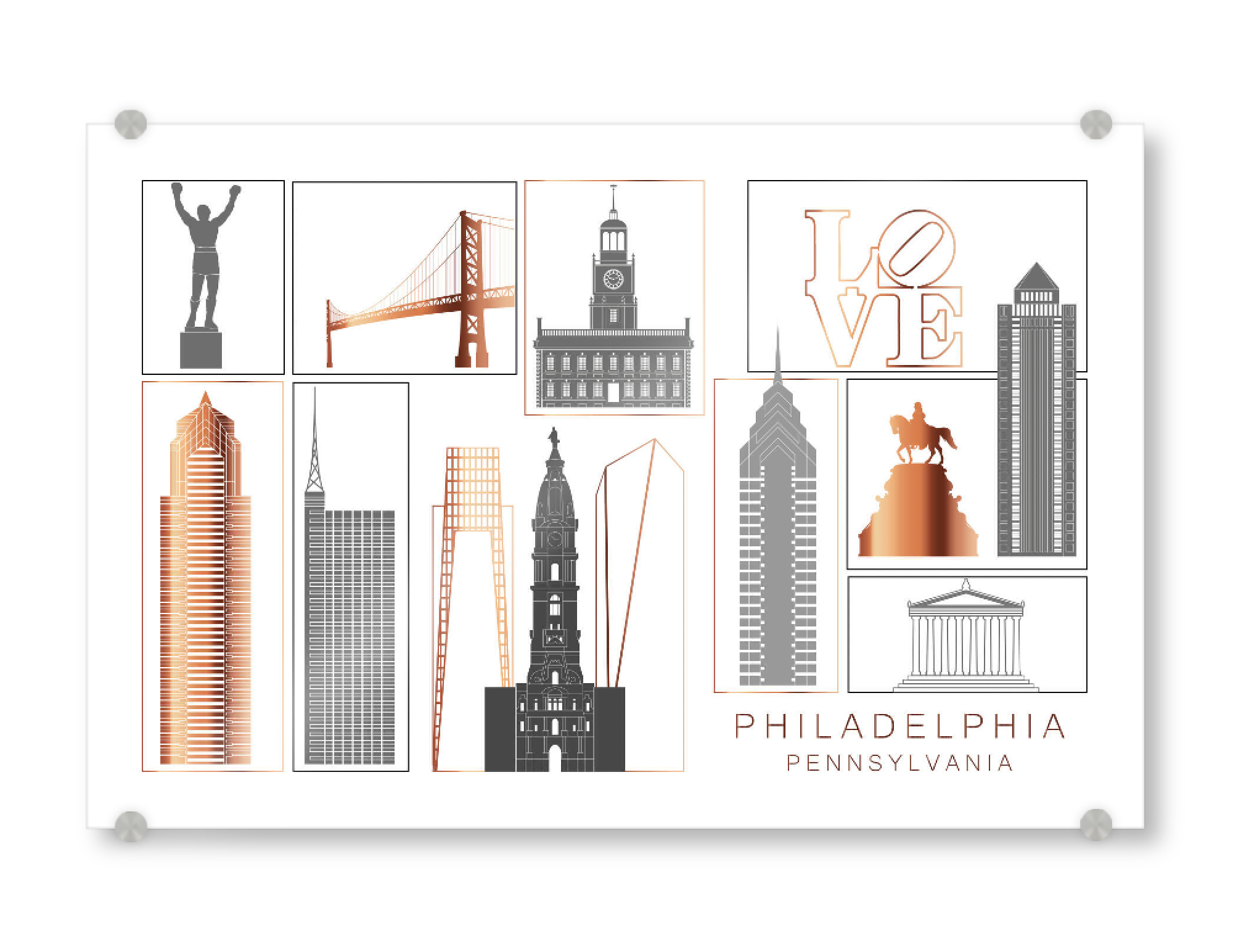 Acrylglasbild "Philadelphia skyline copper" artboxONE - Städte,Reise,Architektur
